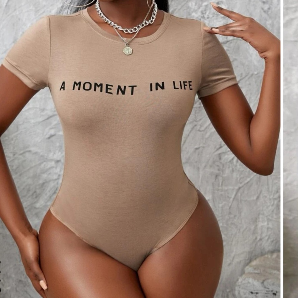 SXY Slogan Graphic Skinny Body Suit
